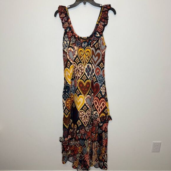 FARM Rio Hearts Ikat Black Maxi Dress S - Picture 9 of 11